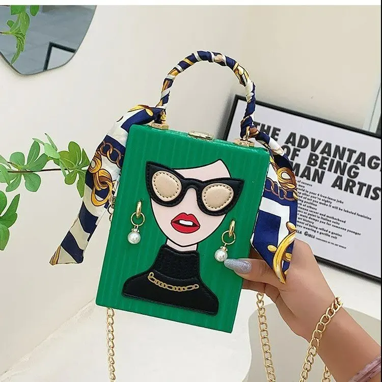 Woman Purses and Handbags Beauty Women Shoulder Bag Scraf Pearl Decorated Party Bag Funny Clutch Bag Crossbody Bag