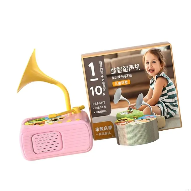 Interactieve peuter phonograaf muziekspeler speelgoed met 96 leerkaarten vroege educatieve verhalen vertellen machine leuk a2ub