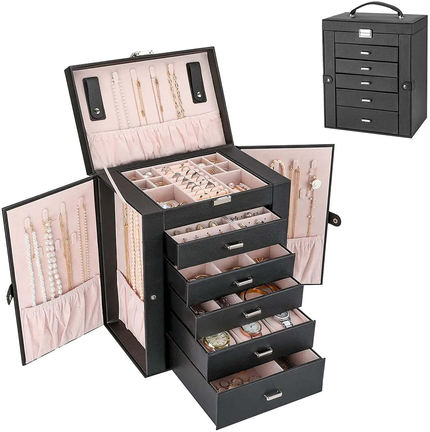 Large capacity jewelry box storage box Multi-layer drawer jewelry box Pendant ring earrings glasses jewelry storage box