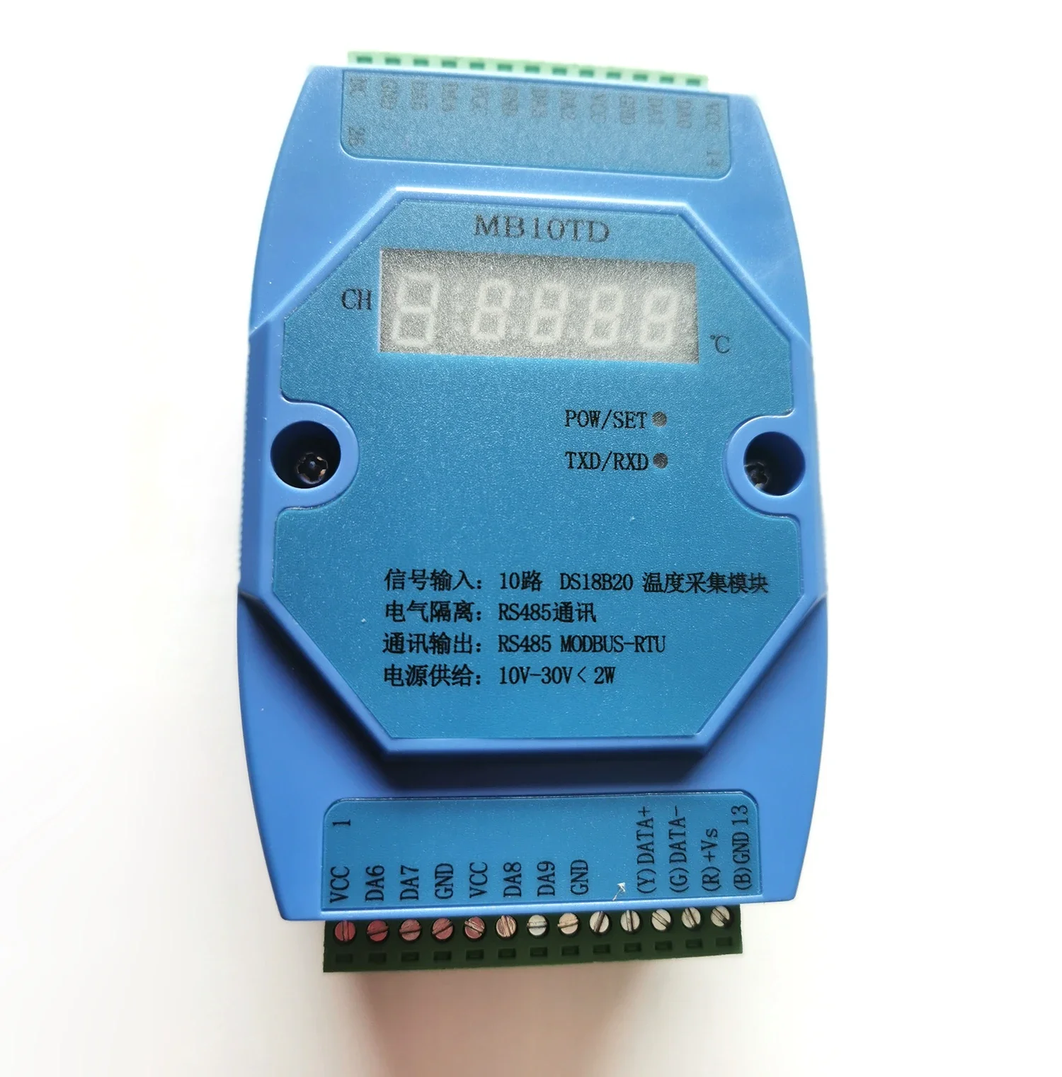 NF DS18B20 10 Multi-channel Temperature Acquisition Module RS485 Modbus RTU MB10TD