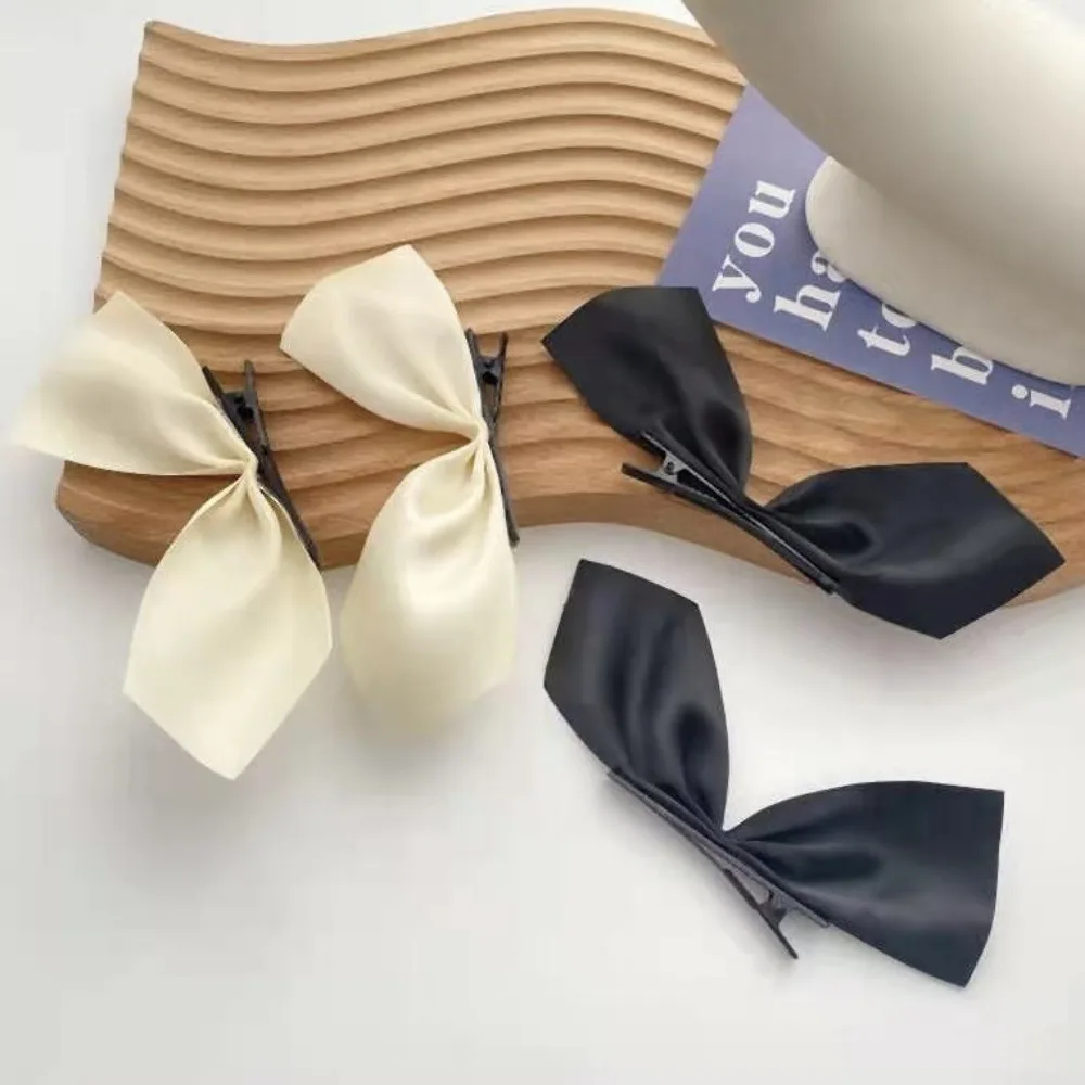 2 Stück Retro Schwarze Schleifenclips Halbe Schleife Haarspange Mädchen Seiten-Entenschnabelclip Haaraccessoire Vintage Schleifenknoten Seitenhaarnadel Süßes Mädchen-Haarschmuck – Detail 7