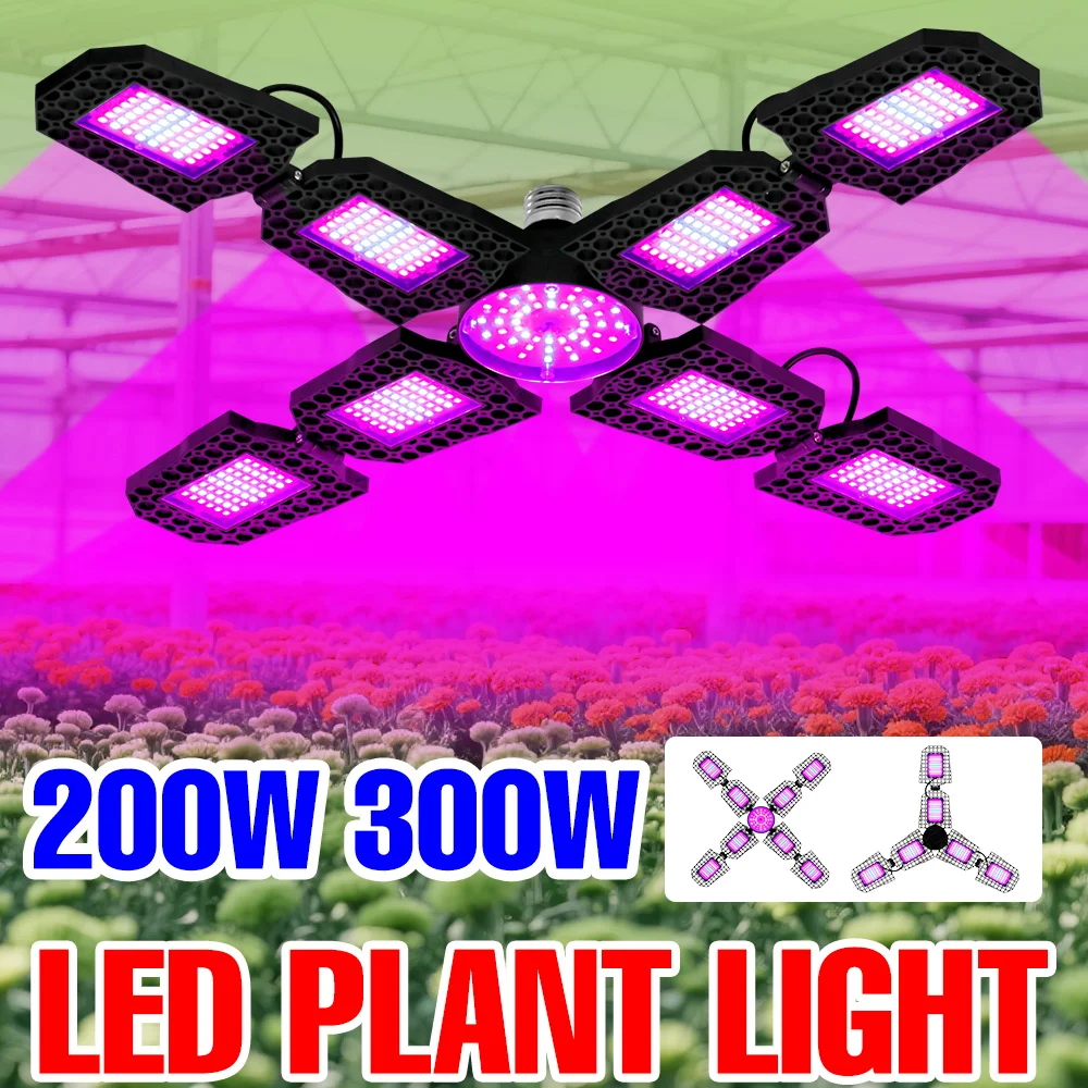 

300W LED Grow Light Full Spectrum E27/E26 Greenhouse Plant Hydroponics Cultivation Lamp Indoor Vegs Flower Seeding Growth Box