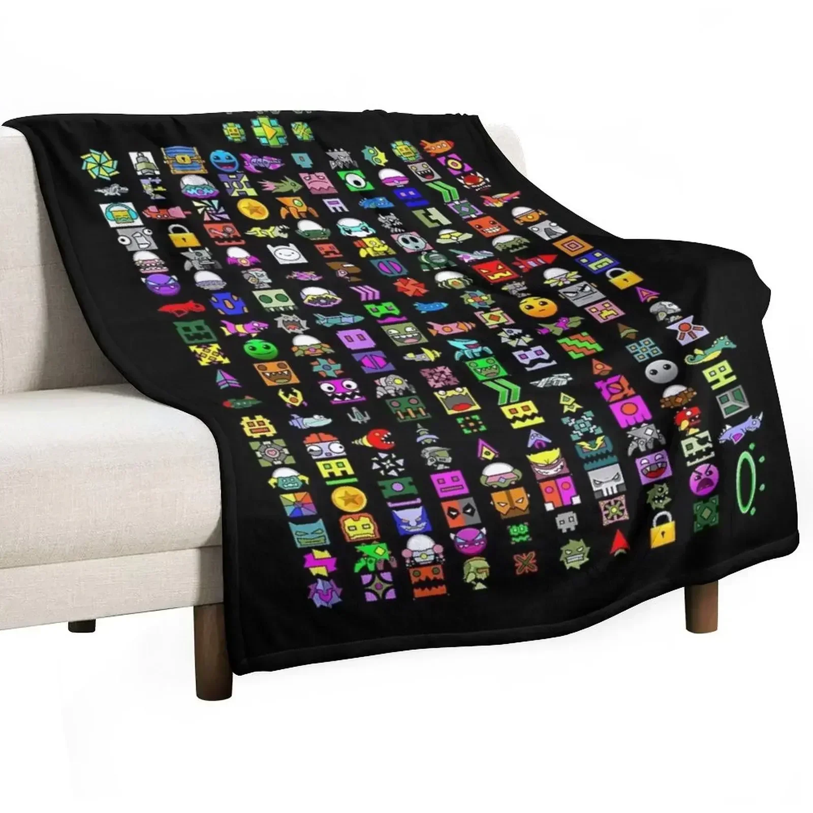 

Geometry Dash Throw Blanket Plaid Decorative Sofas Furrys Blankets