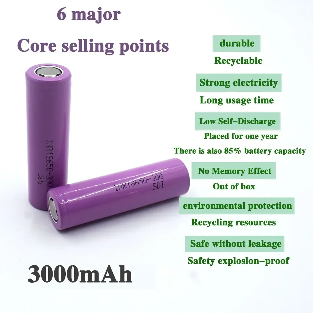 100% Original INR 18650 battery 3.7V 3000mAh INR18650 30Q li-ion Rechargeable Batteries Hight Power Discharge 30A Larger Current