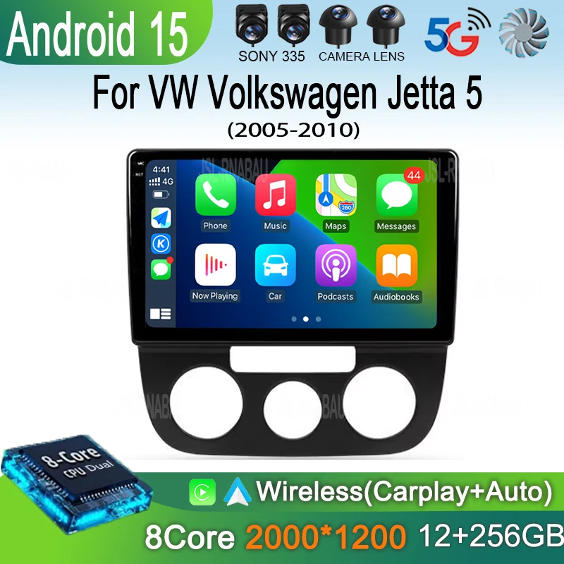 Android 15 Für VW Volkswagen Jetta 5 2005 - 2010 Auto Radio Player Stereo Multimedia WIFI BT GPS Navigation Player QLED bildschirm