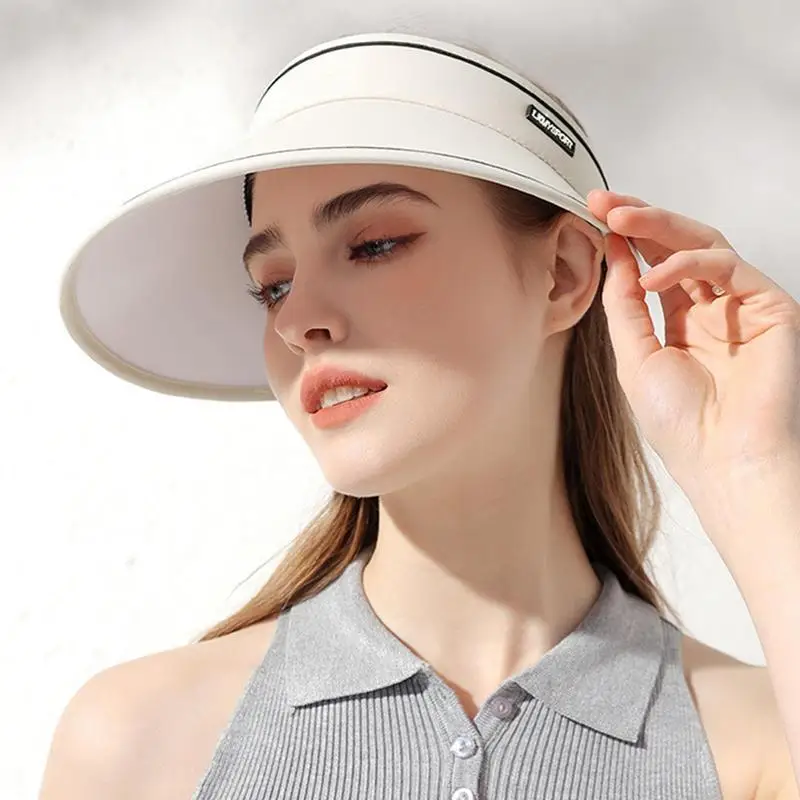 Visor Hats For Women Wide Brim Sun Visor Hat Breathable Ponytail Caps Adjustable Sun Shade Hat For Outdoor