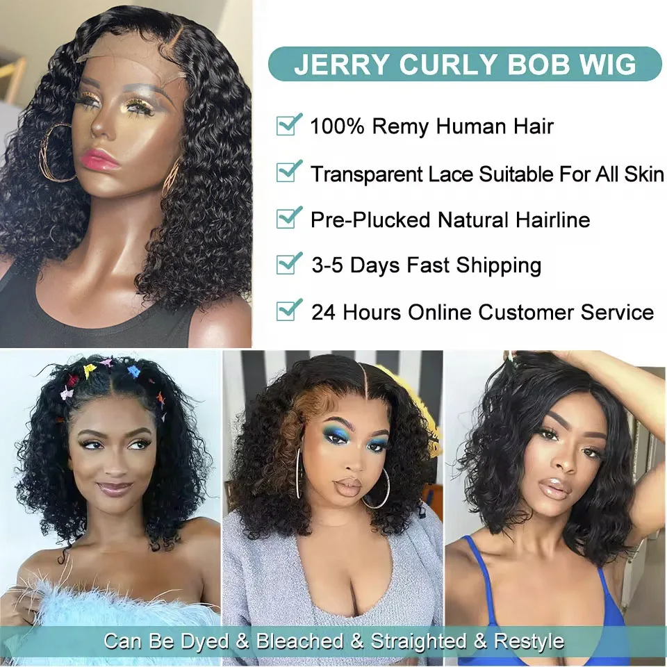 Water Wave Lace Front Wigs for Women Brazilian Closure Bob Wig 13x4 Transparent Lace Frontal Short Wigs Human Hair Pre Plucked image 5