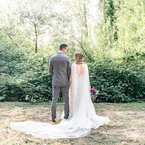 Imagen 2 del producto Accesorios de boda Velo Popular Velo de novia Capa Velo Apliques de diamantes de imitación Velo de novia 106 ""de ancho X 120"" de largo