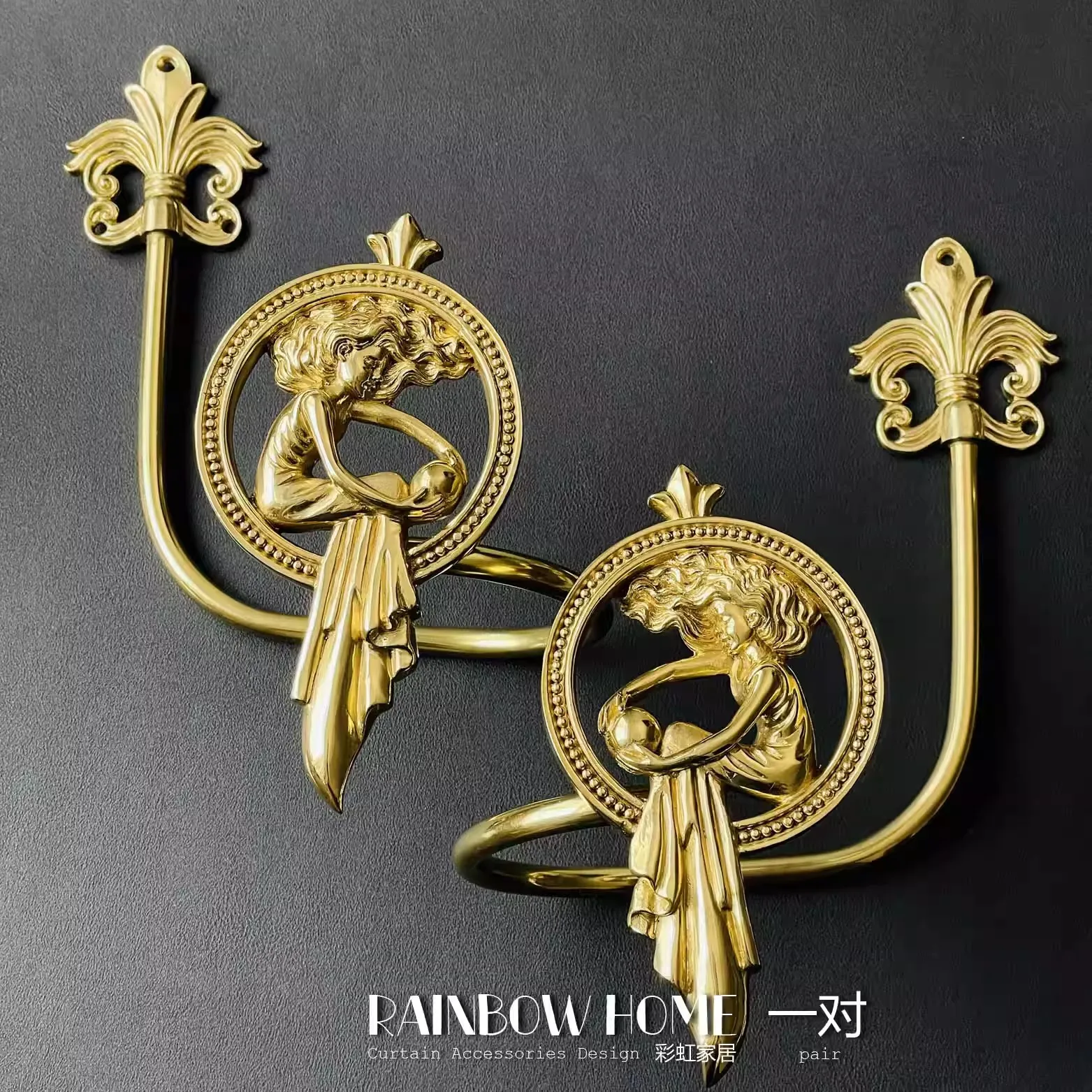French Dream Girl Brass Curtain Hook Wall Hook Curtain Strap Hook Living Room Bedroom European American Style