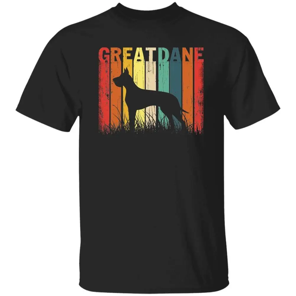 Great Dane T-Shirt gift Great Dane Retro Dog owner Unisex tee Black Navy Dark He High Quality 100%Cotton Short Sleeve