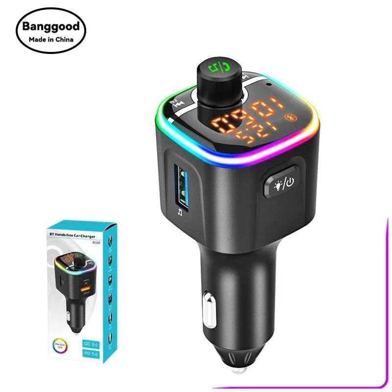 BC68 New PD Charger QC3.0 Fast Charging Car Bluetooth MP3 Voltage Detection Card and U Disk To Play MP3