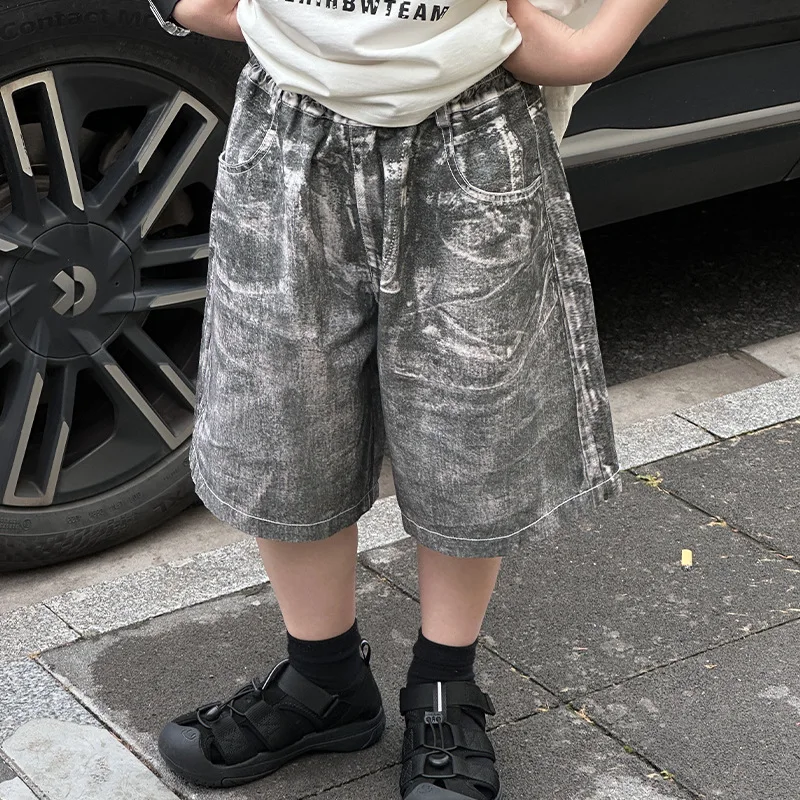 

Boys Pants 2024 Korean Style Summer New Fashion Jeans Shorts Vintage Fifth Pants All Match Casual Summer Children Trousers