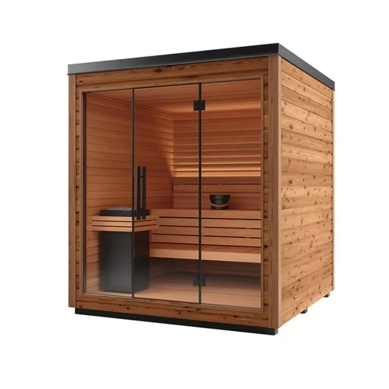 Modern Indoor Outdoor High End Panoramic Glass Window Steam Sauna Room for Villa and Park Use with Computer Control Panel