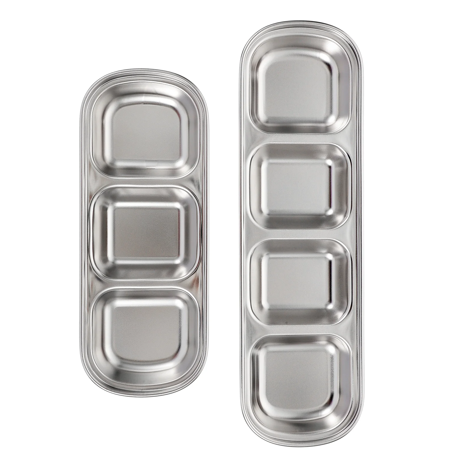 2 Pcs Stainless Steel Plate Small Pet Feeding Tray Accessory Supply Fodder Multi-grid Equipment