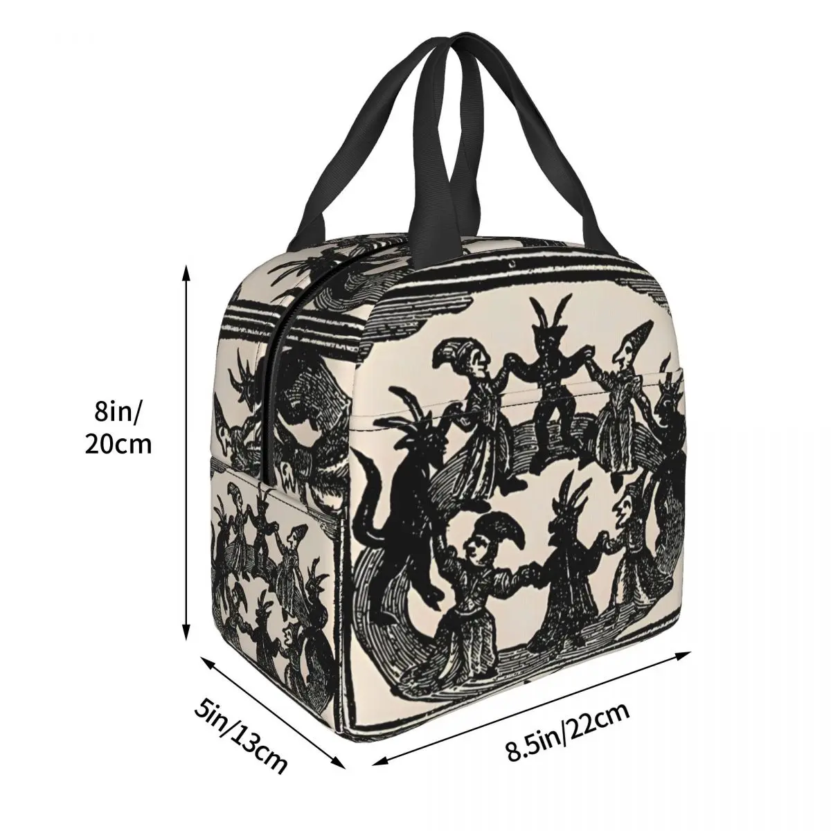 Bruxas Dança Circular Isolados Lunch Bags, Saco Térmico Portátil, Tote Lunch Box, Viagem Lunch Container, Menina e Menino, Weekend Fever Dream