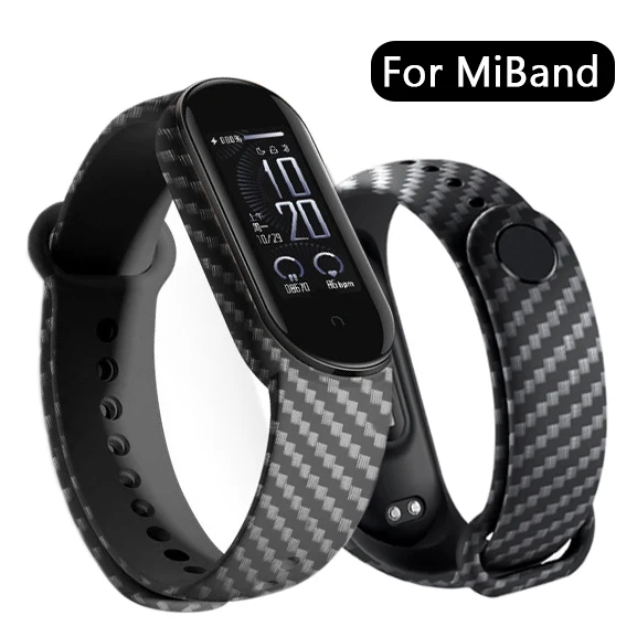 Carbon Fiber Wriststrap for Miband 7 6 5 4 3 Fashion Smartwatch Replacement Bracelet for Xiaomi Mi Band 7 Watch Strap