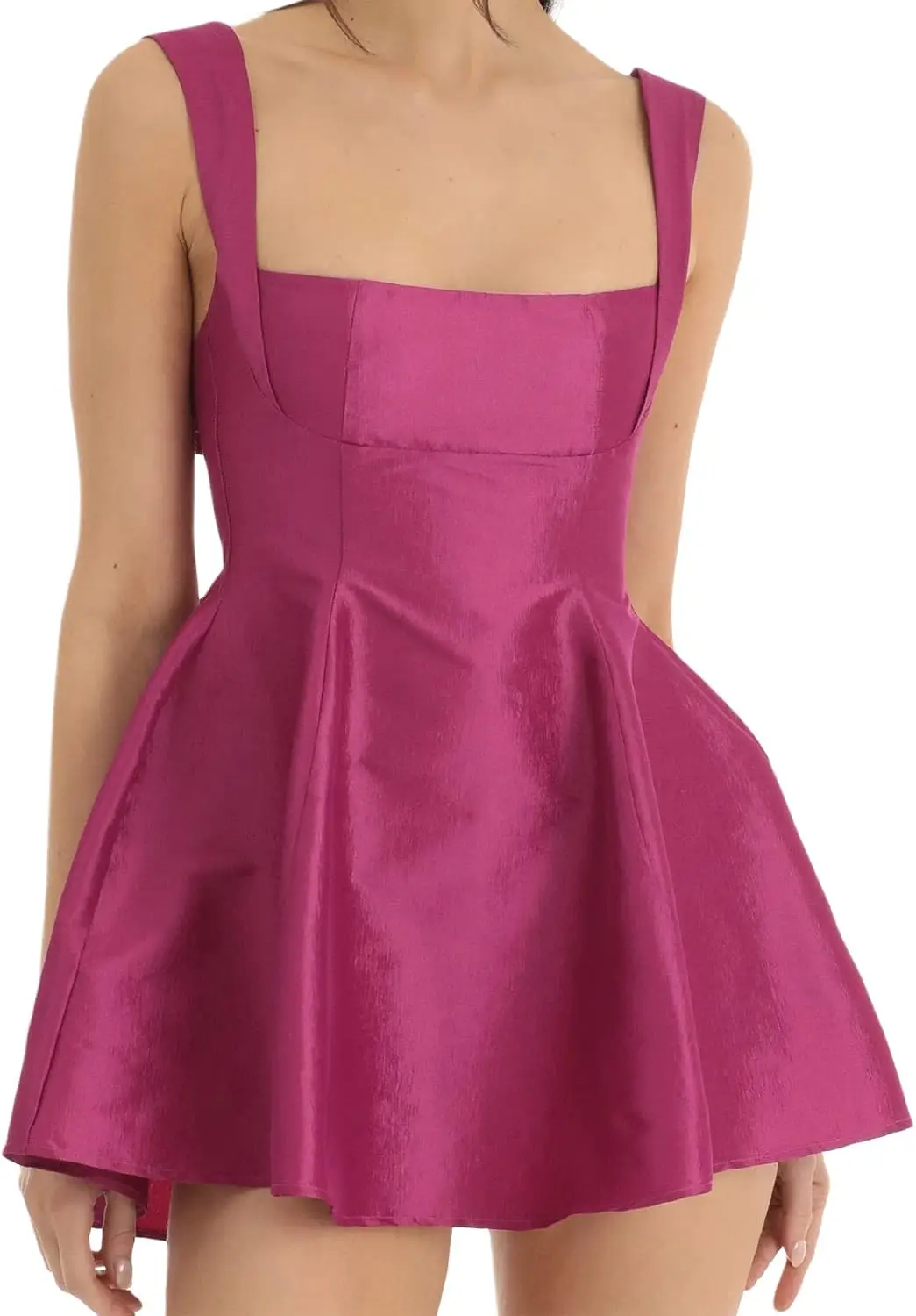 

Women's Sexy Backless Bow Tie Satin Mini Skirt,Birthday Party Graduation Dress,Pleated Flowing ShortSkirt,Youth Homecoming Dress