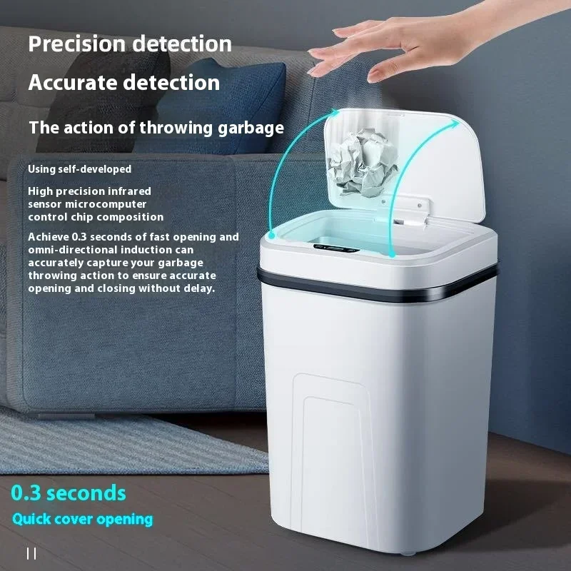 15L Slimme Prullenbak Automatische Sensor Vuilnisbak Touchless Bin Keuken Badkamer Waterdichte Emmer Vuilnis Met Deksel Thuis Prullenbak