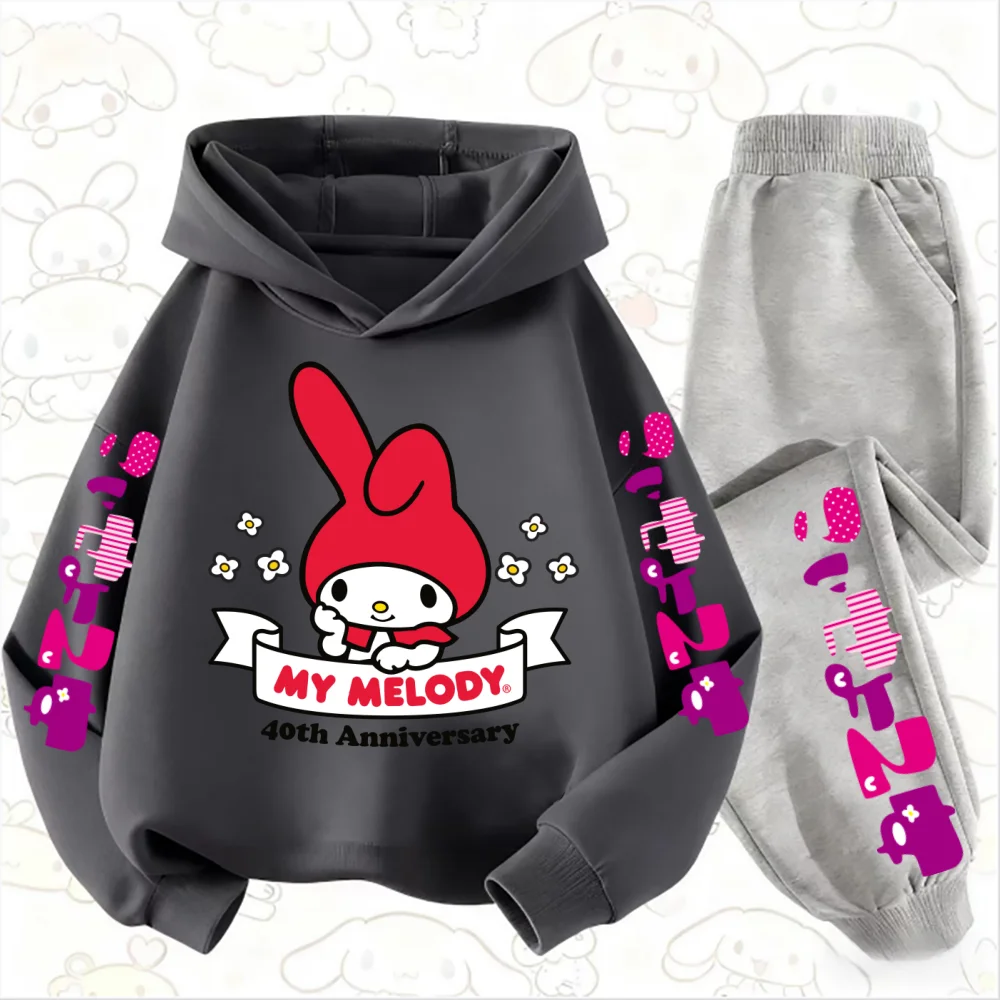 ميلودي كارتون الأطفال مقنعين البلوز + السراويل قطعتين مجموعة صبي فتاة الخريف الشتاء اليومية في الهواء الطلق عطلة الدافئة لينة ملابس رياضية