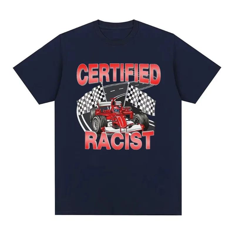 Profissional certificado racista engraçado corrida meme gráfico camiseta masculina moda manga curta camisetas de algodão casual t camisas
