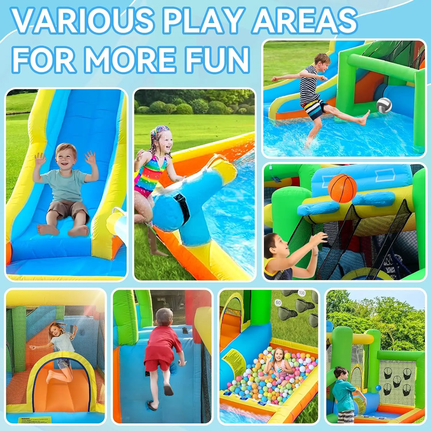 FBSPORT Inflatable Bounce House Water Slide, Bounce House for Kids Indoor Outdoor Bouncy House with 550W Blower, Bounce Castle w view 5