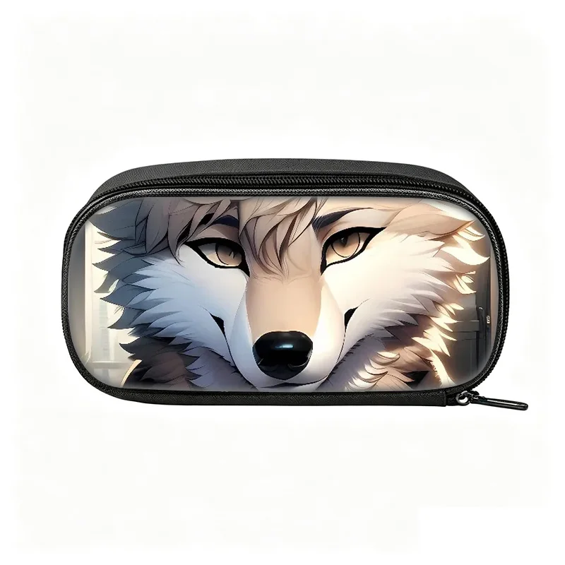 Wolf Pencil Cases Creative Pen Box Bags Kids Large Storage School Supplies Gifts Pencil Pouch Girl's Makeup Bag