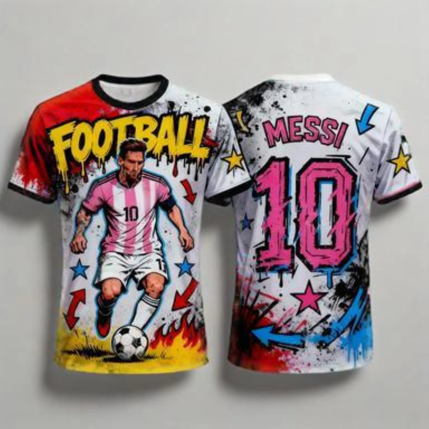 Messi Nr. 10-Trikot, Fan-Gedenk-Trikot, Sport-T-Shirt mit Rundhalsausschnitt, Radfahren, Fitness, Top, Paar, Reise-Ballspiel-Outfit