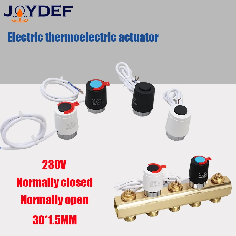 230V Normally Closed  / Normally Open  M30*1.5mm Electric Thermal Actuator for Underfloor Heating TRV Radiato