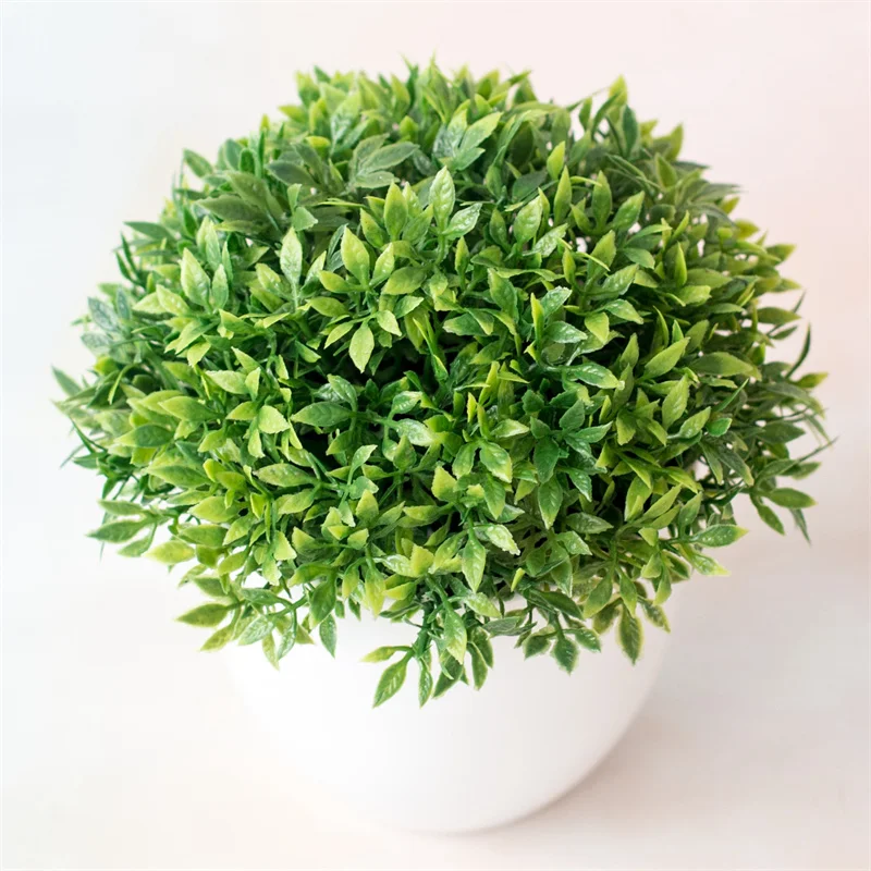 Planta de simulación bonsái, 32 ojos, hoja de bambú, adornos de plantas de hierba, bola de flores, maceta de hierba, decoración del hogar, adornos pequeños