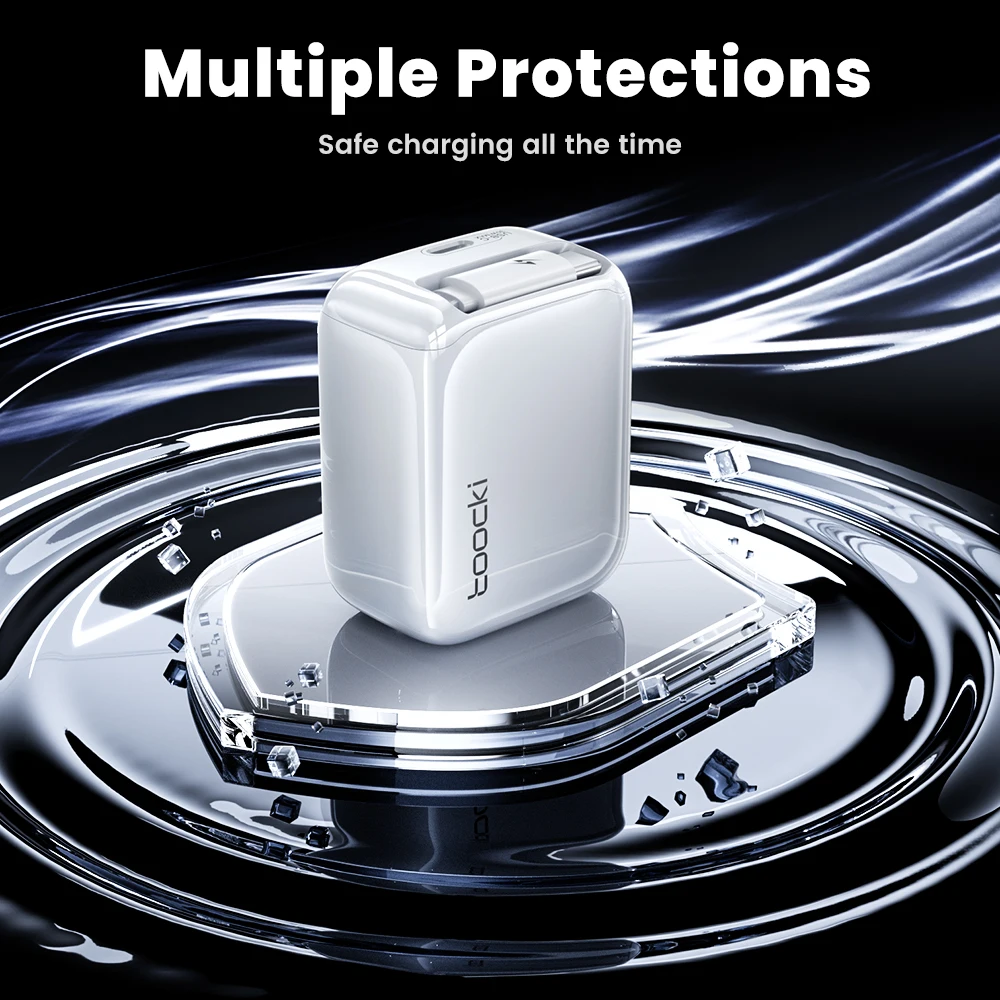 Toocki 30 واط GaN شاحن مع كابل قابل للسحب PD شحن سريع نوع-C شاحن الهاتف آيفون 17 16 15 Xiaomi 15 14 سامسونج S23 #3