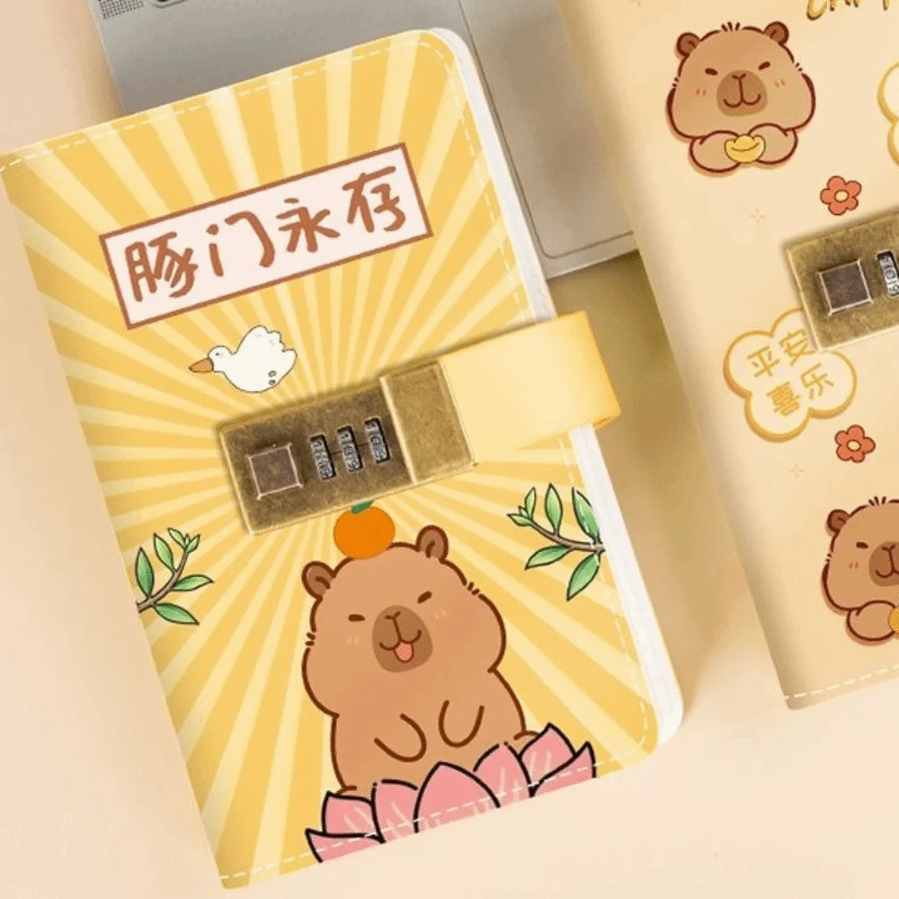 Capybara Panda 100 Envelopes Challenge Large Capacity Waterproof Savings Binder Password Lock Mini Binder Money Collection Book