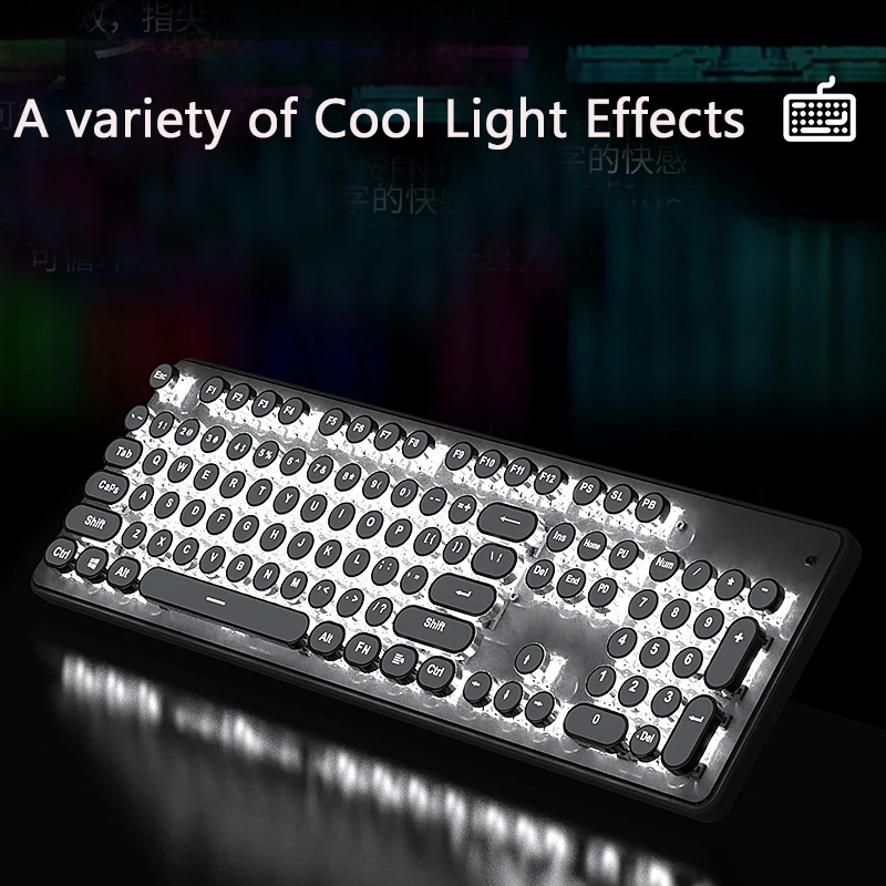 Imagem -05 - Teclado Mecânico com Fio com Luz de Fundo 104 Chaves Disco Bonito Punk Adequado para Meninas Jogos de Escritório