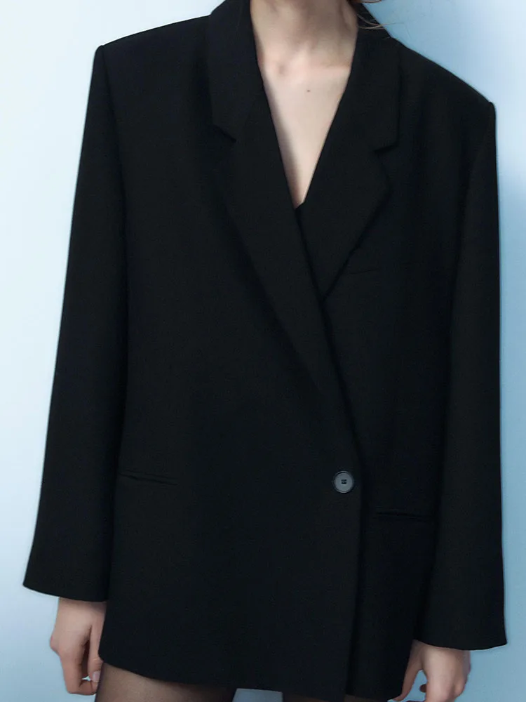 Printemps nouveauté femmes Busin décontracté Long Sve Double boutonnage coupe ample costume Jaet trajet Sle régulier mince