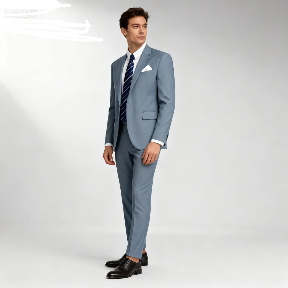 

Ternos masculinos finos de duas peças, moda verão, lapela de entalhe, jaqueta única, calças, roupas de negócios, conjunto de ter