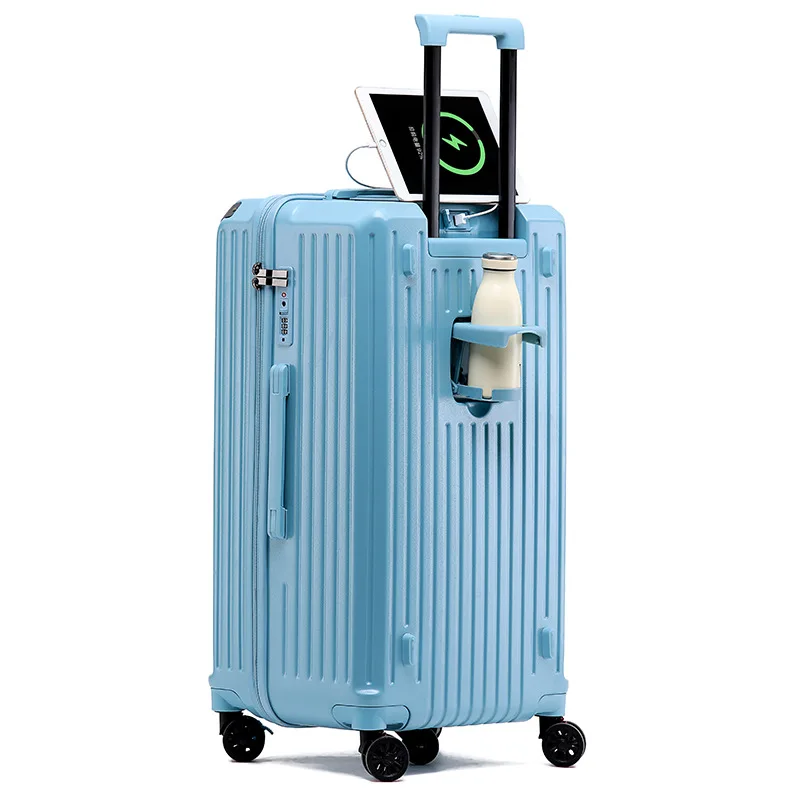 28\'\'30\'\'32\'\'36\'\' Multi Functional Luggage of Light Weight&high Capacity with USB Charging Port and Cup Holder for Male Suitcase