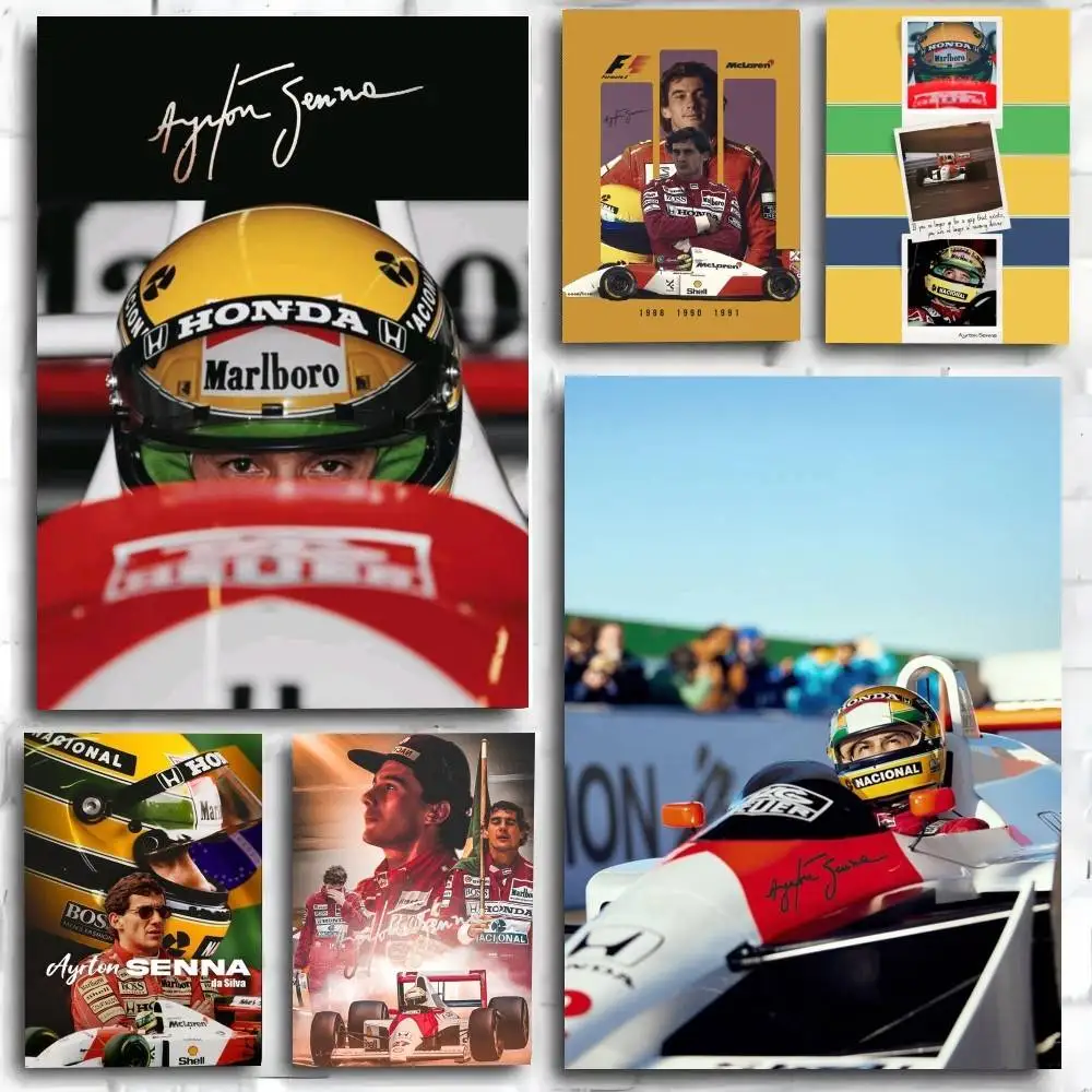 Формула-1-f-f1-s-senna-плакат-самоклеящаяся-художественная-водостойкая-бумажная-наклейка-кофейня-бар-комната-Настенный-декор