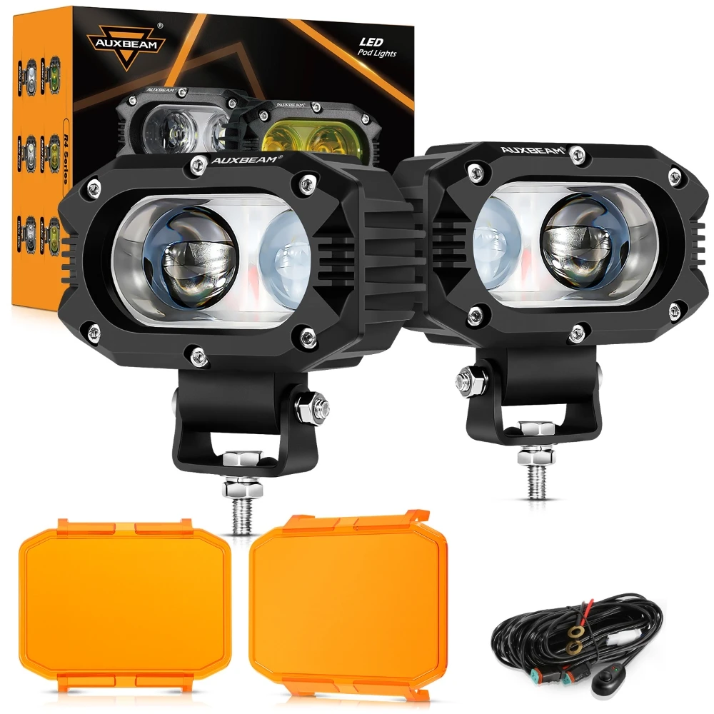 

AUXBEAM R4 SERIES 4 inch Square LED Pod Light 5050 LED 6500K White Offroad Driving Light Fog Light with Wiring Harness / Covers