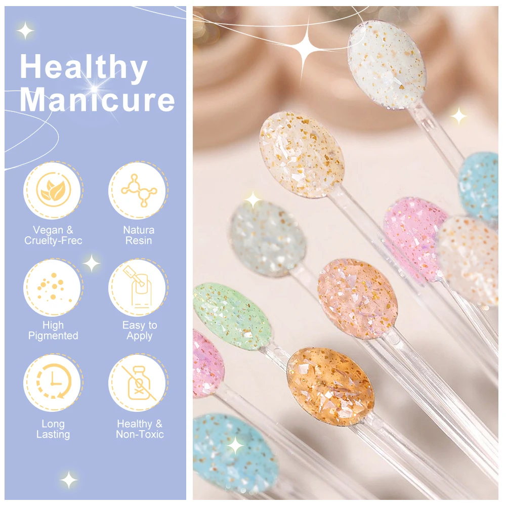 طلاء أظافر جل لامع ، شبه دائم ، فن تجميل الأظافر ، جل صلب ، طلاء ، مانيكير ، وردي ، تأثير رقائق الذهب #3