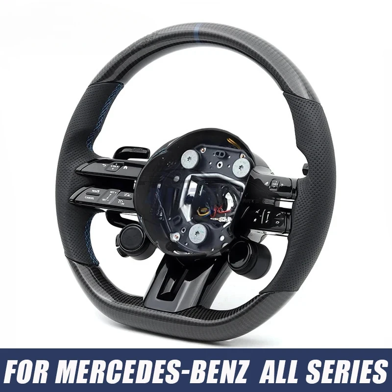 

Руль из углеродного волокна с кнопкой запуска для Mercedes-Benz W204 W205 W212 W213 W218 W177 W176 GLA GLC GLS, автомобильные аксессуары