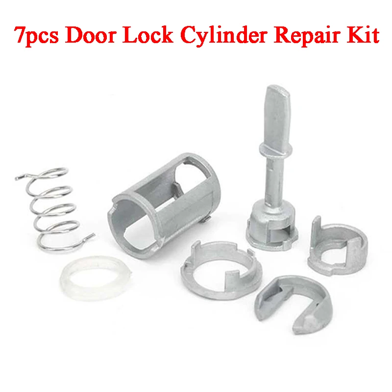 7PCS/Set Car Door Lock Cylinder Repair Kit Auto Accessories Zinc Alloy Silver #1U0837167E Fit For VW POLO 9N GOLF IV BORA 1J2