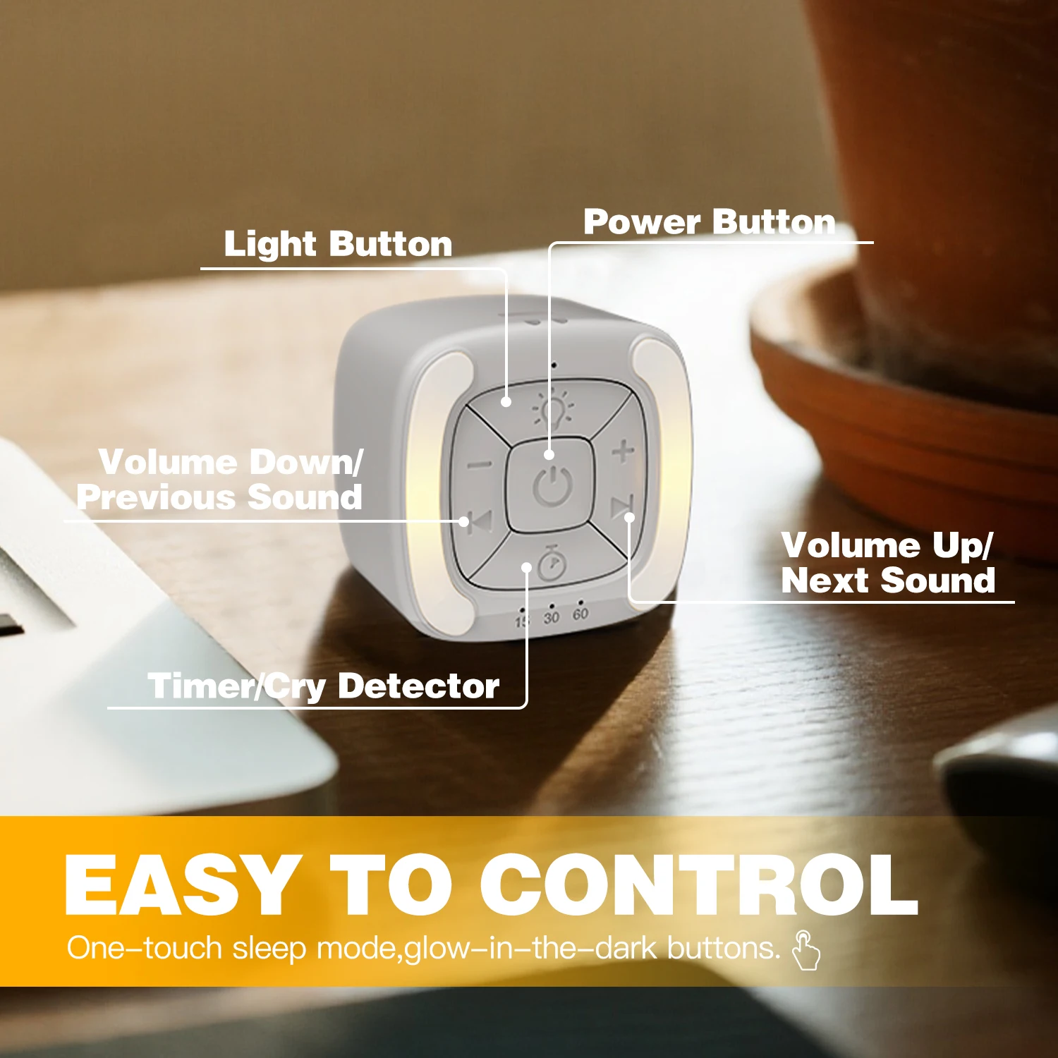 Mini máquina de ruido blanco, dispositivo portátil de sonido para dormir con 20 sonidos naturales, temporizador, Control de volumen para bebés, niños, adultos, oficina en casa