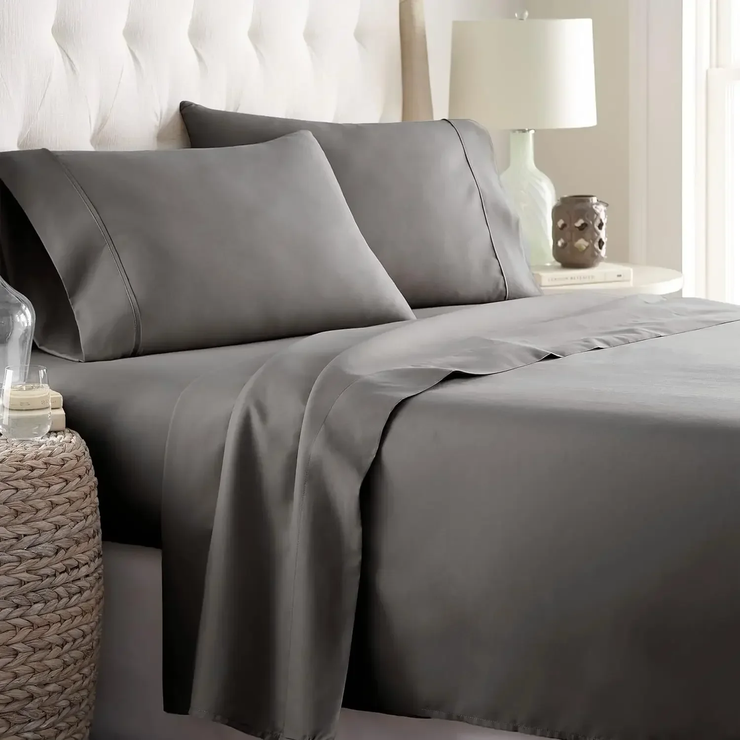 4-Piece Luxurious Polyester Bed Sheet Set - Solid Color Bedding Set for Bedroom Or Guest Room Guitar Fitted bed sheet Witchy