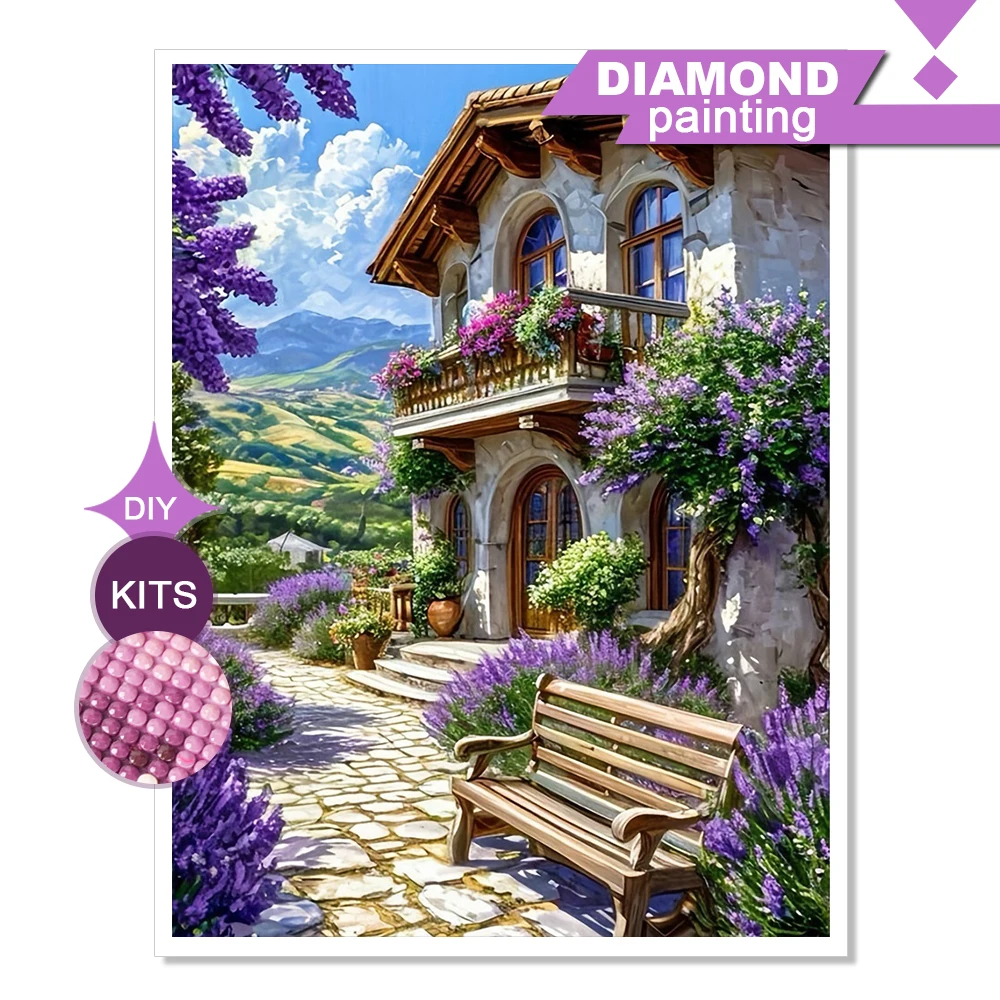 Huacan Landscape Diamond Painting Full Square Round Mosaic House Craft Kit Picture Of Rhinestones
