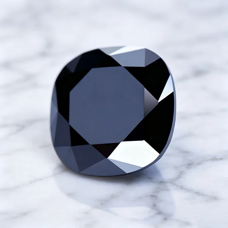Moissanit-Stein, schwarze Farbe, Kissenfassung, synthetischer Edelstein für DIY-Ringe, Halsketten, Ohrringe, Hauptmaterialien mit Zertifikat – Detail 4