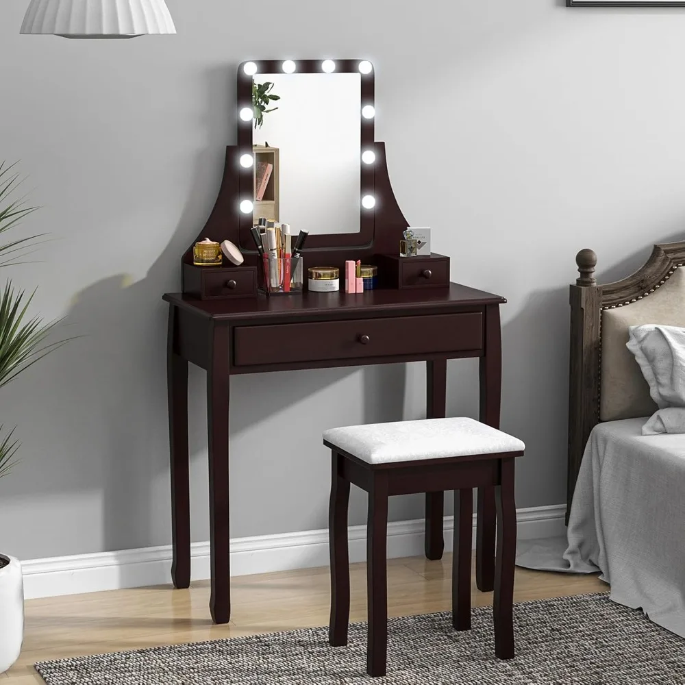 조명 거울 화장대 세트 이미지