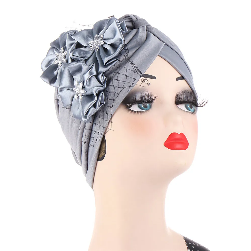 

Мусульманская африканская шапка, уникальный женский тюрбан с большим цветком, эластичная шапка-бини, повязка на голову, тюрбан, женские банданы, химиотерапевтическая шапка, индийская шапка