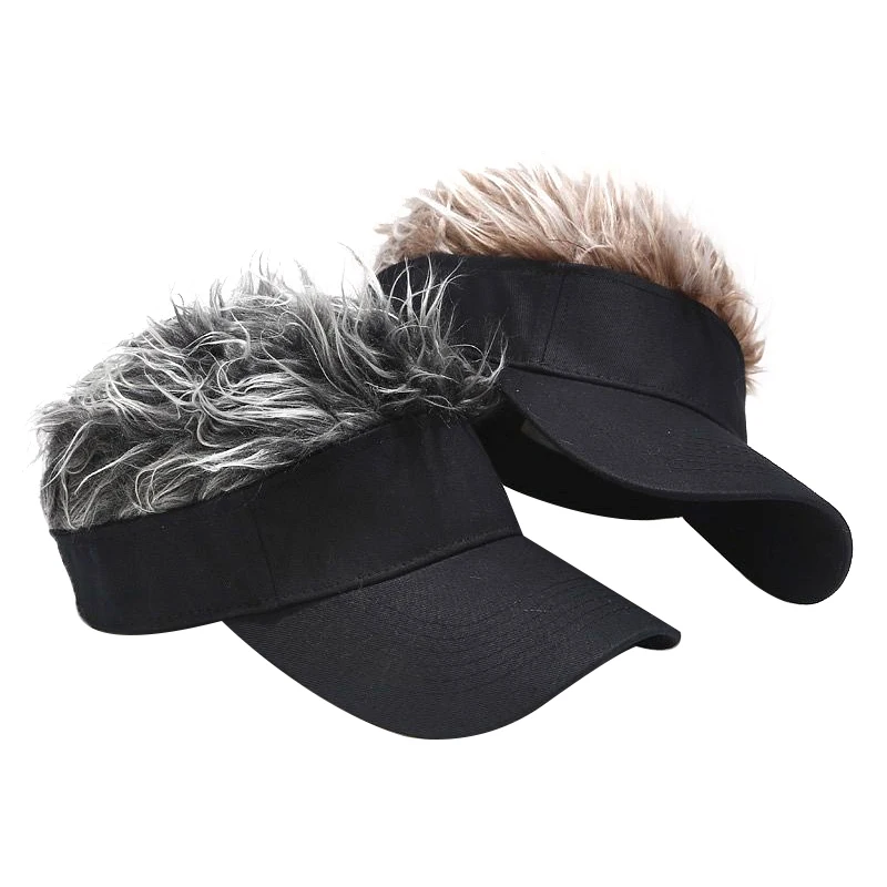 Casual Concise Men Women Sun Shade Adjustable Sun Visor Baseball Cap With Spiky Hairs Wig Spiked Wigs Baseball Hat