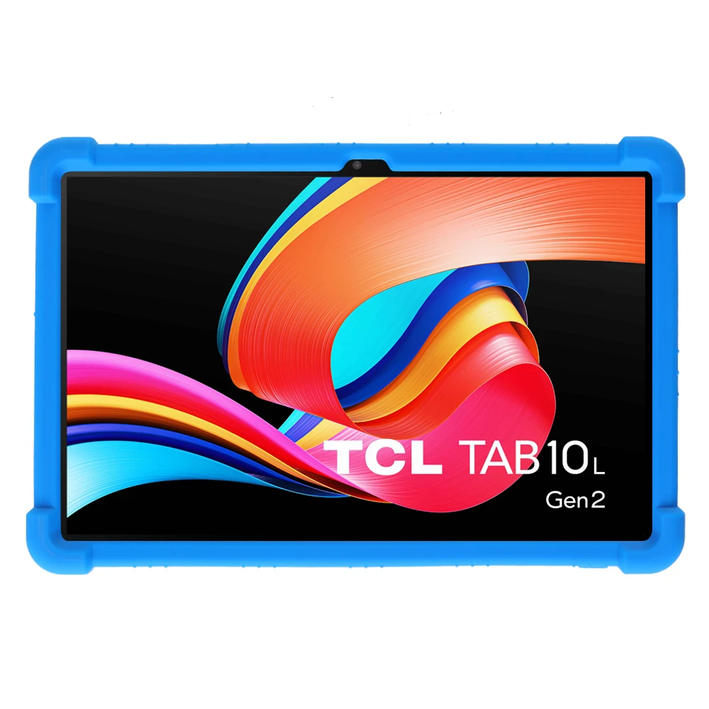Silicone Case For TCL Tab 10L Gen3 / Tab 10L LTE Gen3 / Tab 10L Gen2 , Rugged Protective Cover with Kickstand - Dark Blue