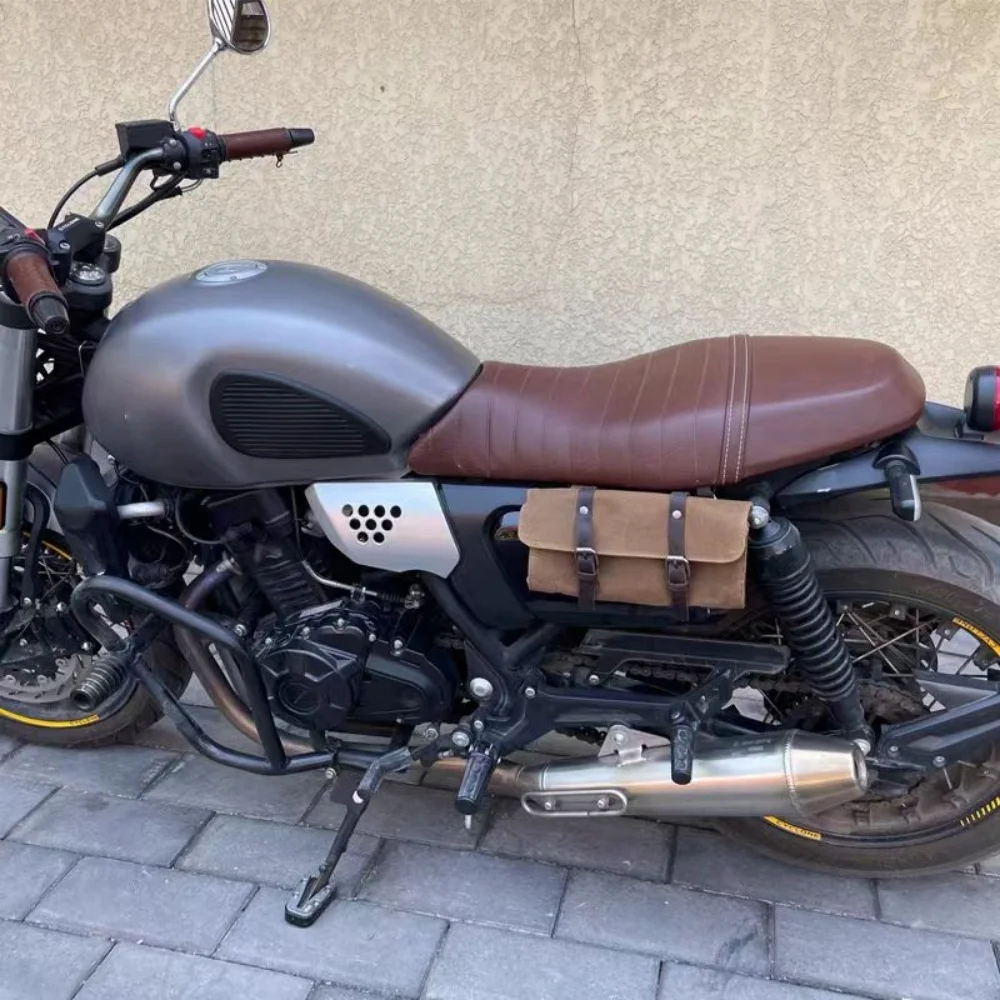 Retro side bag for SRV 350/300 side bag, Chinchilla 300 ROCK 300 motorcycle canvas universal motorcycle front small hanging bag.