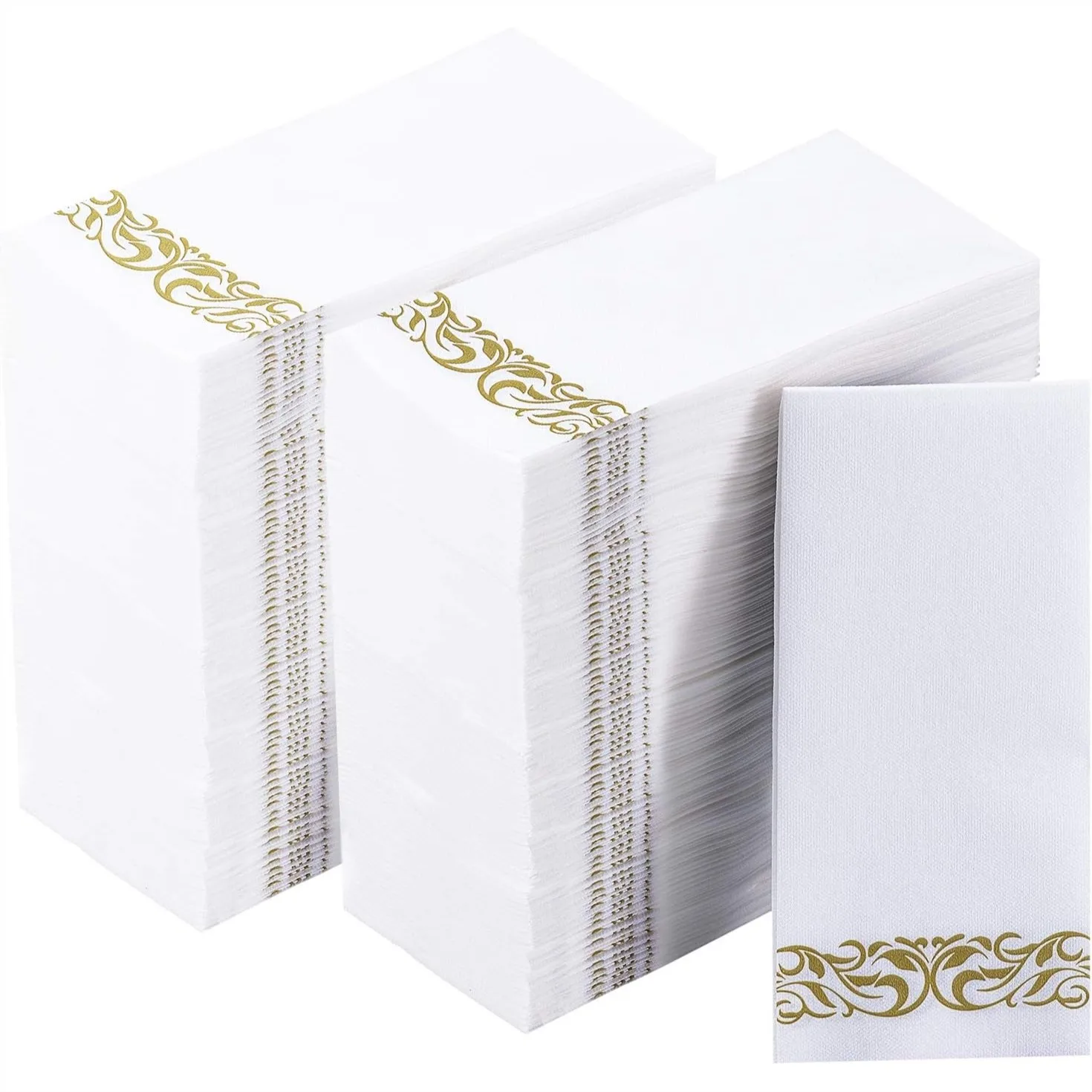 

400 Pack 3-Ply Paper Napkins Disposable Soft Absorbent Dinner Napkins for Kitchen Weddings Parties Events Gold Trim